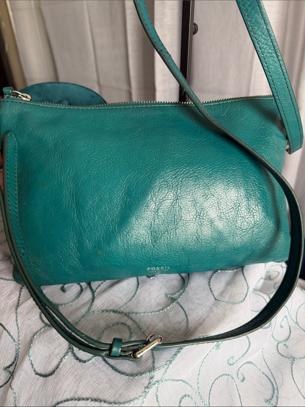 Fossil REHAB Teal Leather Crossbody Purse - REHAB